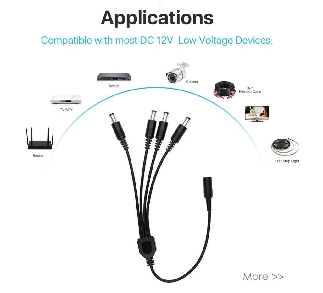 4 Way DC Jack/Plug Splitter Cable thumbnail